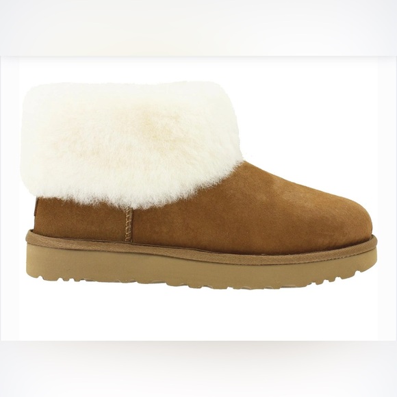 UGG Women’s Classic Mini Fluff Chestnut Sheepskin Size 7 - Picture 1 of 6